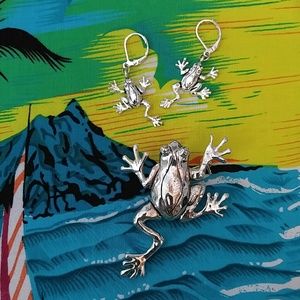 Frog Pin/Pendant & Earrings set